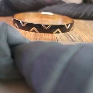 Vintage Napier Art Deco Bangle Bracelet Black and Gold Tone